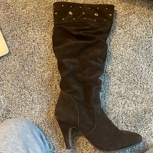 Black and Gold Heeled Boots